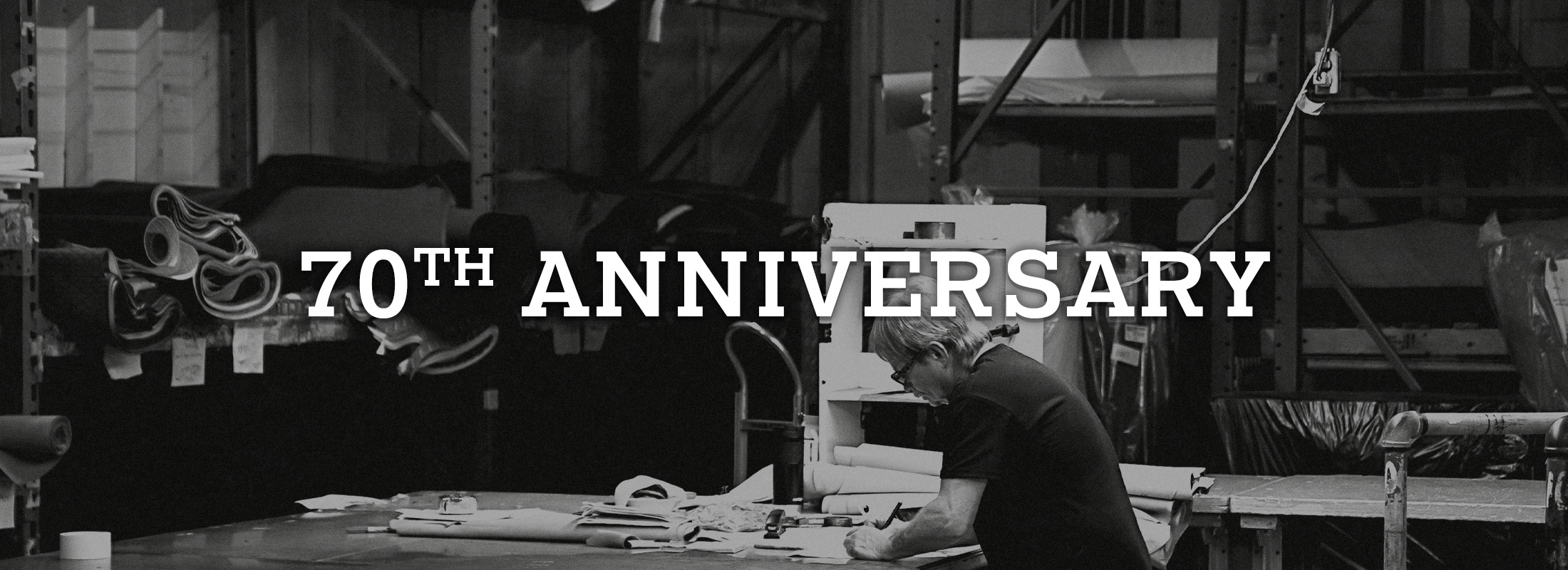 70th Anniversary. A factory worker making a Double-H boot.